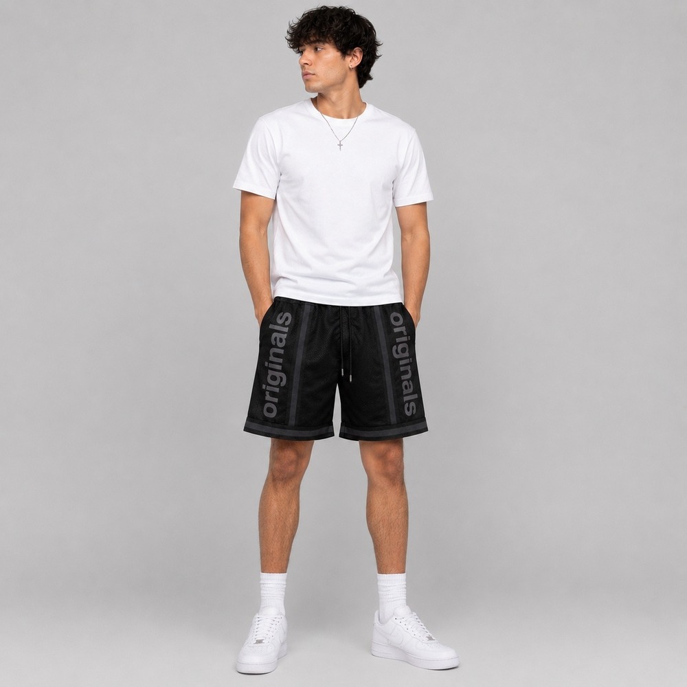 Brooklyn Cloth Originals Shorts Men Small Black Grey Mesh Basketball Zip Pockets